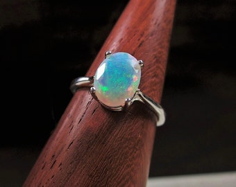 Opal Ring, Genuine Opal, Fire Opal, Rainbow Opal, Special Occasion, Wedding Jewelry, Simple Jewelry, Ring for Her, New Ring, Resort Wear