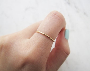 Thin gold ring, 14k gold fill ring, hammered gold ring, gold stacking ring, band ring, dainty ring, delicate gold ring ,minimalist