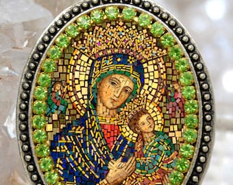 Our Lady of Perpetual Help Handmade Necklace Catholic Christian Religious Jewelry Medal Pendant Our Lady of Perpetual Succour, Theotokos