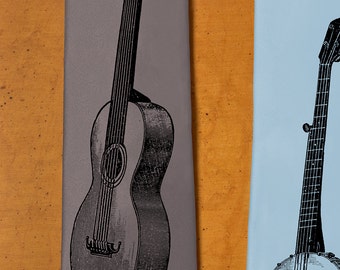 Acoustic Guitar Necktie - Guitar Tie - Guitar Player Gift - Music Neck Tie - Musician Gift - Gift For Musician - Musical Instruments