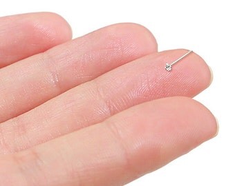 Teeny Tiny 1mm CZ Sterling Silver Nose Stud, Nose Ring, Silver Nose Stud, Sterling Nose Stud, 1mm Nose Stud, Tiny Nose Ring, 1mm Nose Stud.
