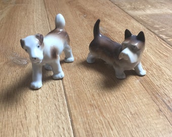 Bol Ancien En Porcelaine De Sologne - Décor Chasse Avec Chiots, Chatons Et Insectes - Vintage