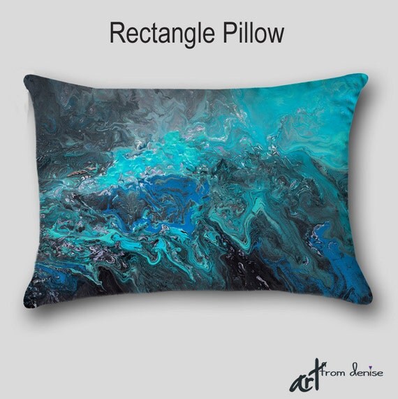 Decorative throw pillow Designer Abstract art Accent Teal