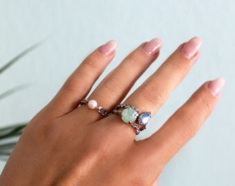 Crystal Rings - Swarovski & Stainless Steel Chain