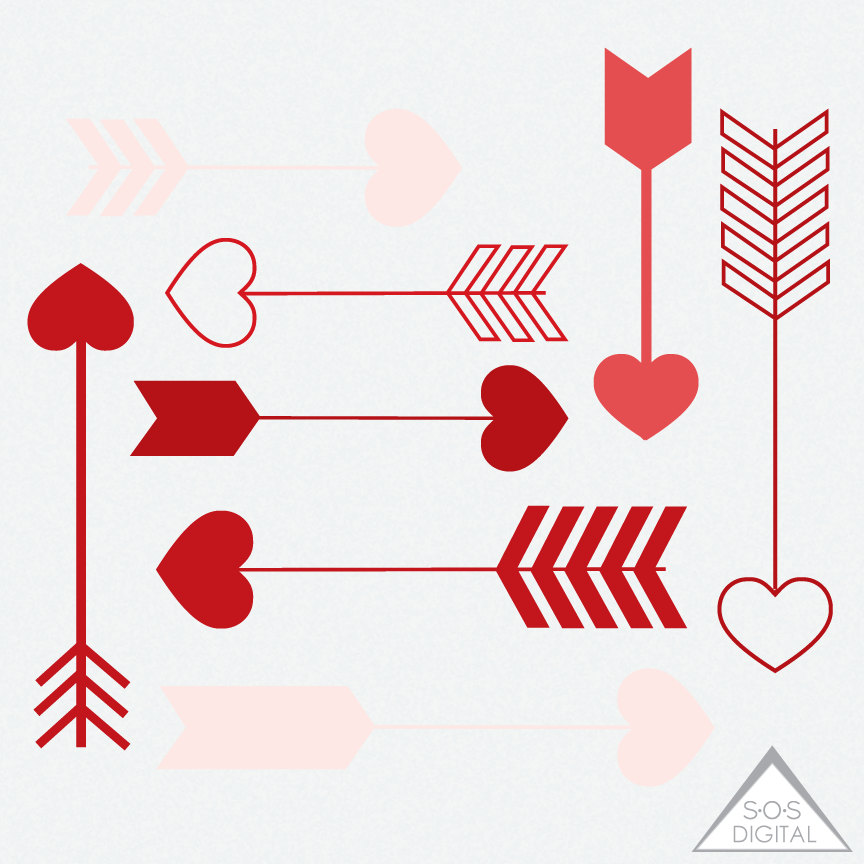 Red Heart Arrow Clipart Clipart Heart Arrows Valentine (864 x 864 Pixel)