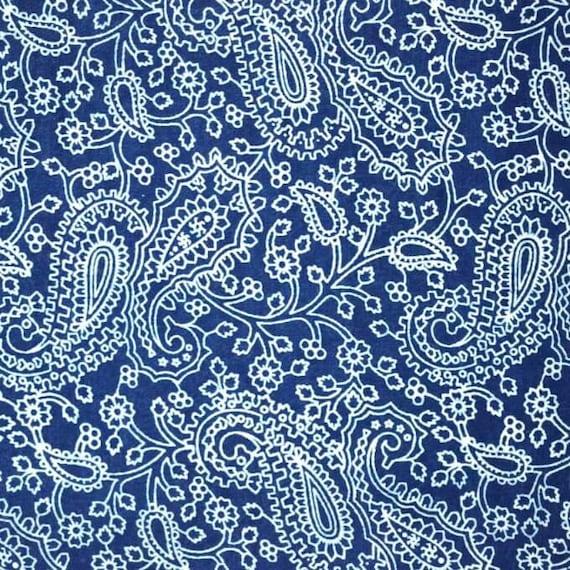 Indigo Blue ajrakh Print fabric by the yard by Shopolics on Etsy