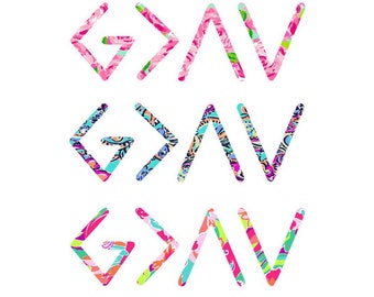 Lilly Pattern Inspired God Is Greater Than The Highs and The Lows | Christian Decal | Faith | Inspirational | Hope - Sticker - Lilly