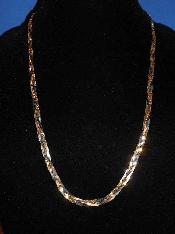 Vintage Tri Color Braided Herringbone Chain by TheJewelryShelf
