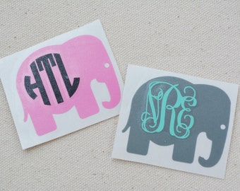 Elephant Decal, Elephant Monogram Decal, Elephant Sticker, Elephant Monogram Sticker, Car Decal, Car Sticker, Yeti Decal, Yeti Sticker