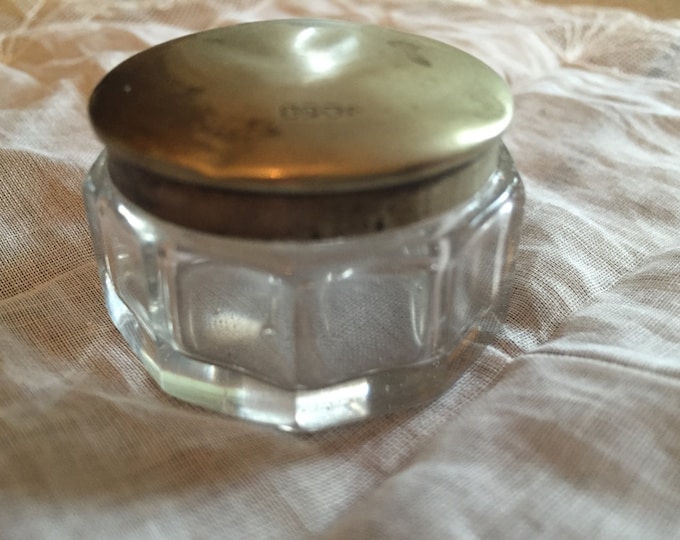 Rouge Pot. Silver Lidded Rouge Dressing Table Pot. Cream Pot, Ring Pot/Dish, Bath and Beauty, Fragrance Bottle, Dressing Table Bottle