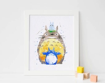 My Neighbor Totoro Watercolor Print Miyazaki Hayao Art totoro Print, totoro poster, totoro Nursery Kids Room Gift totoro wall art