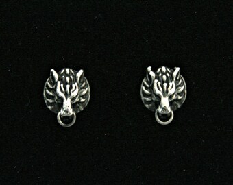 Cloud Wolf Stud Earrings in Sterling Silver Final Fantasy