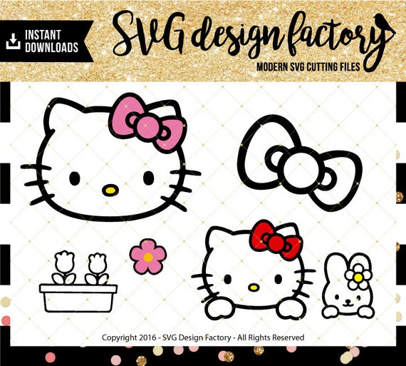 hello kitty inspired SVG and DXF Cut File for by SvgDesignFactory