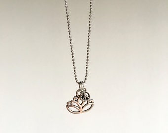 SALE - Lotus - Silver ball chain necklace - Discounted price - trend
