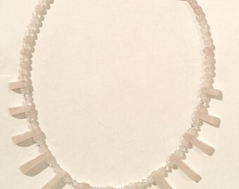 Rose Quartz and Swarovski Crystal Collarette