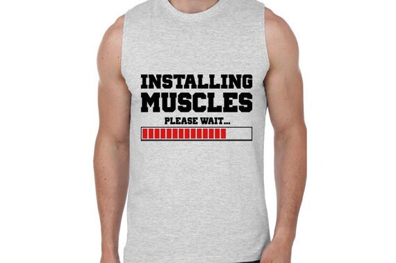 installing muscles please wait t shirt
