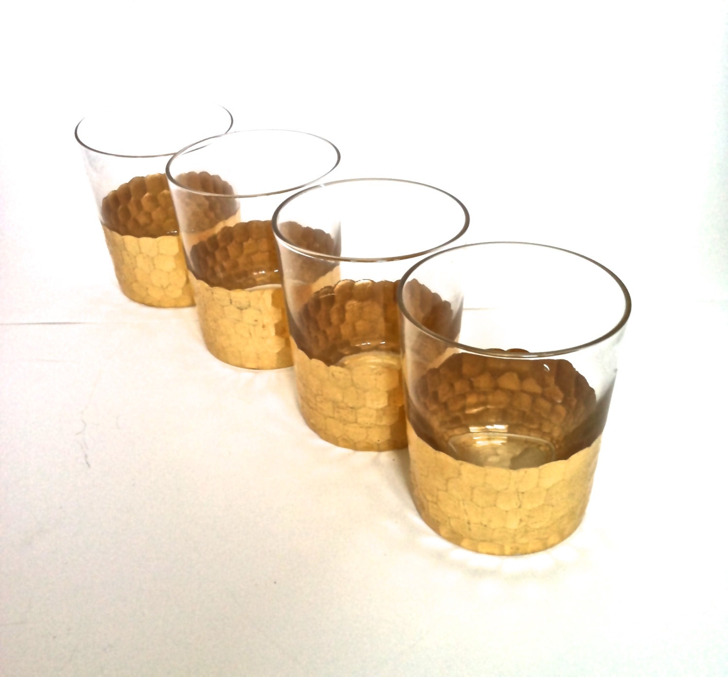Vintage Lowball Glasses 18K Gold Vintage Hollywood Regency Set