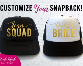 Custom Trucker Hats, Personalized Squad Hat, Bride Squad Caps, Bridal Party, Bride Hat, Bachelorette Party Trucker Hats, Bridal Party Hats