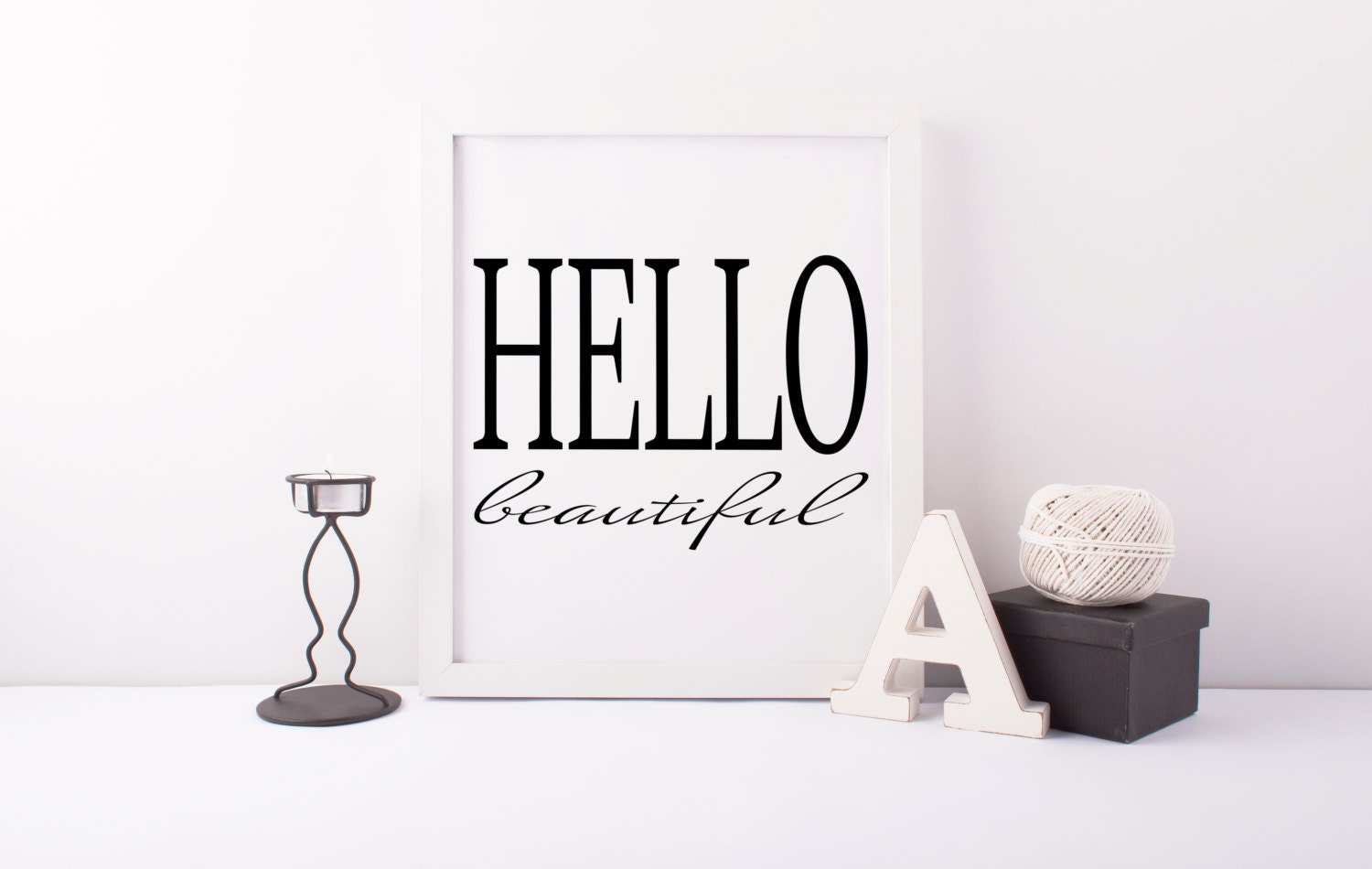 Quote Print Hello Beautiful Wall Art by sweetandhoneyprints