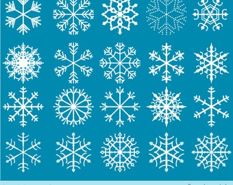 White snowflake clipart, Winter clip art, Christmas frozen snowflake