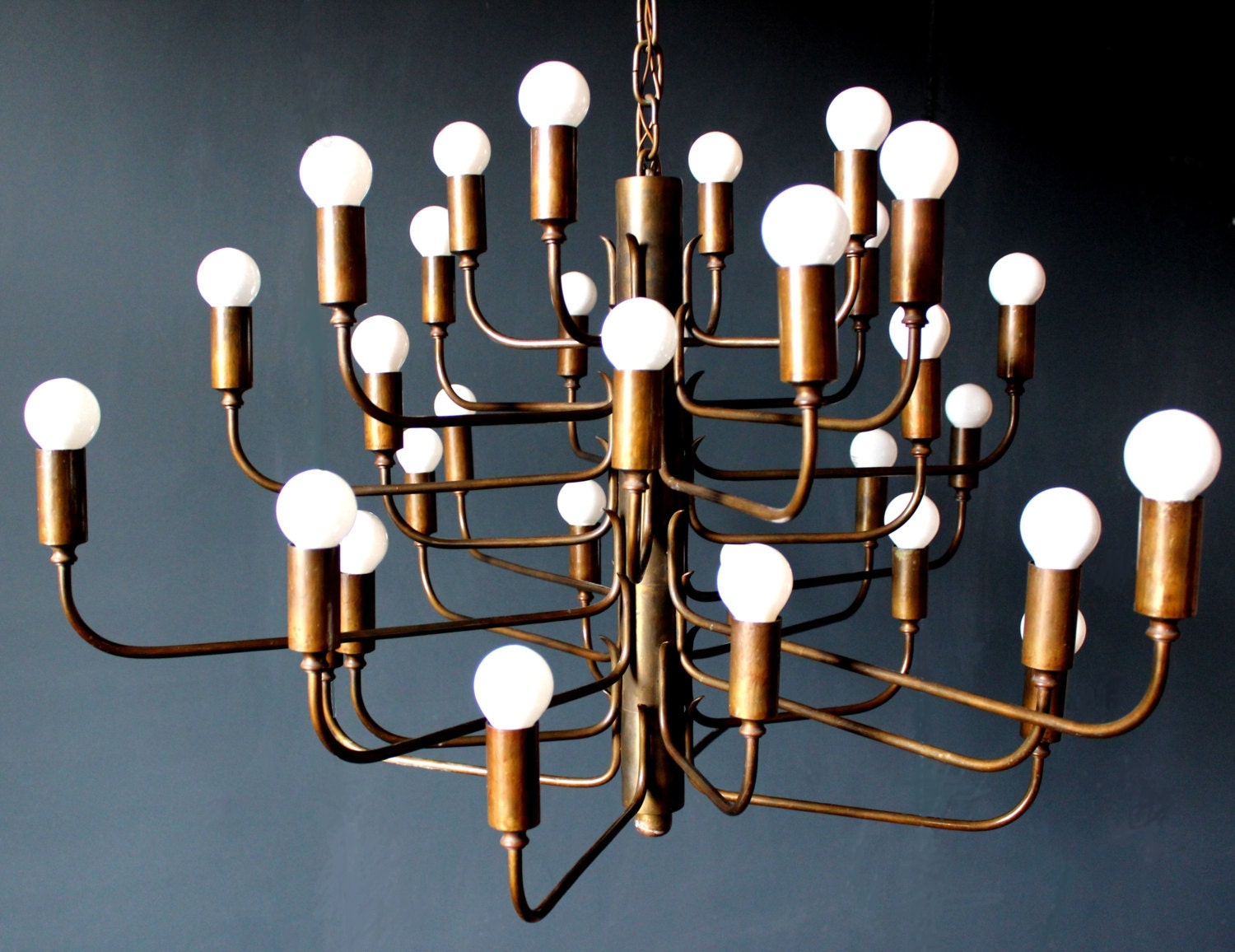 1 of 2 heavy bronze 32 lights cinema chandelier by grafvonbrueck