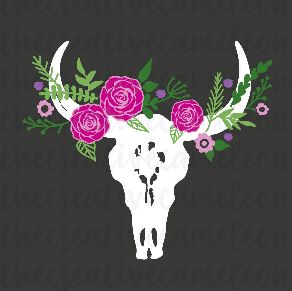 Download cow skull svg cut file bull floral design by ...