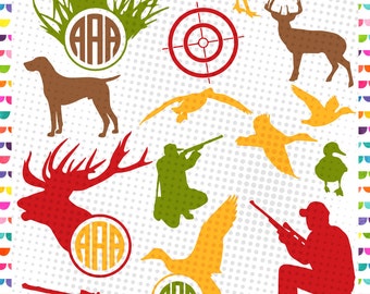 Hunting SVG - Silhouette - Gun SIlhouette - Hunting Monogram Frame - SVG dxf EPS Cutting file - Deer Hunt Svg - Cameo - Cricut Design - deer