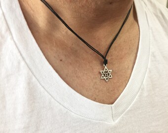 Mens Star of David Necklace Mens Chai Necklace hanukah Jewelry hanukah Jewelry Mens Jewish Jewelry Judaica Jewelry Hebrew Jewelry for men