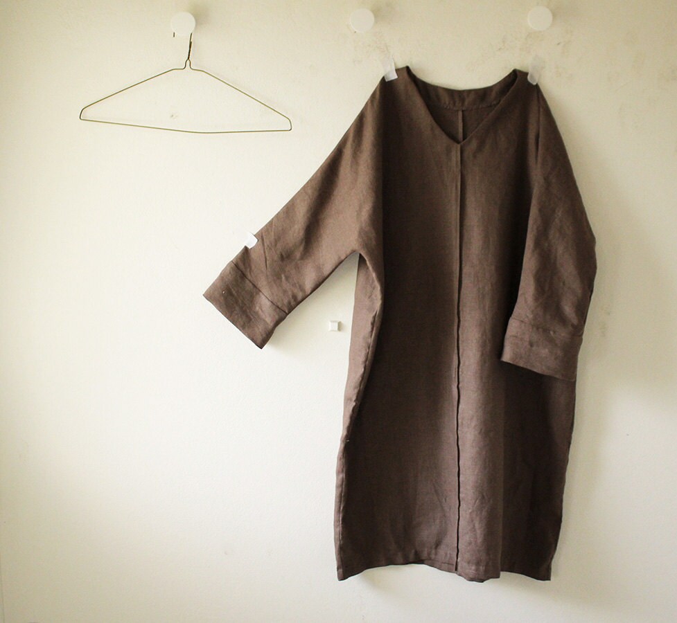 LINEN DRESS GRACE / v neck / women linen clothing / by PAMELATANG