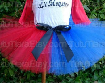 Harley Quinn Suicide Squad Tutu Halloween Costume Tutu Red and Blue 8" Economy Tutu Skirt for Girls - Tutu Only