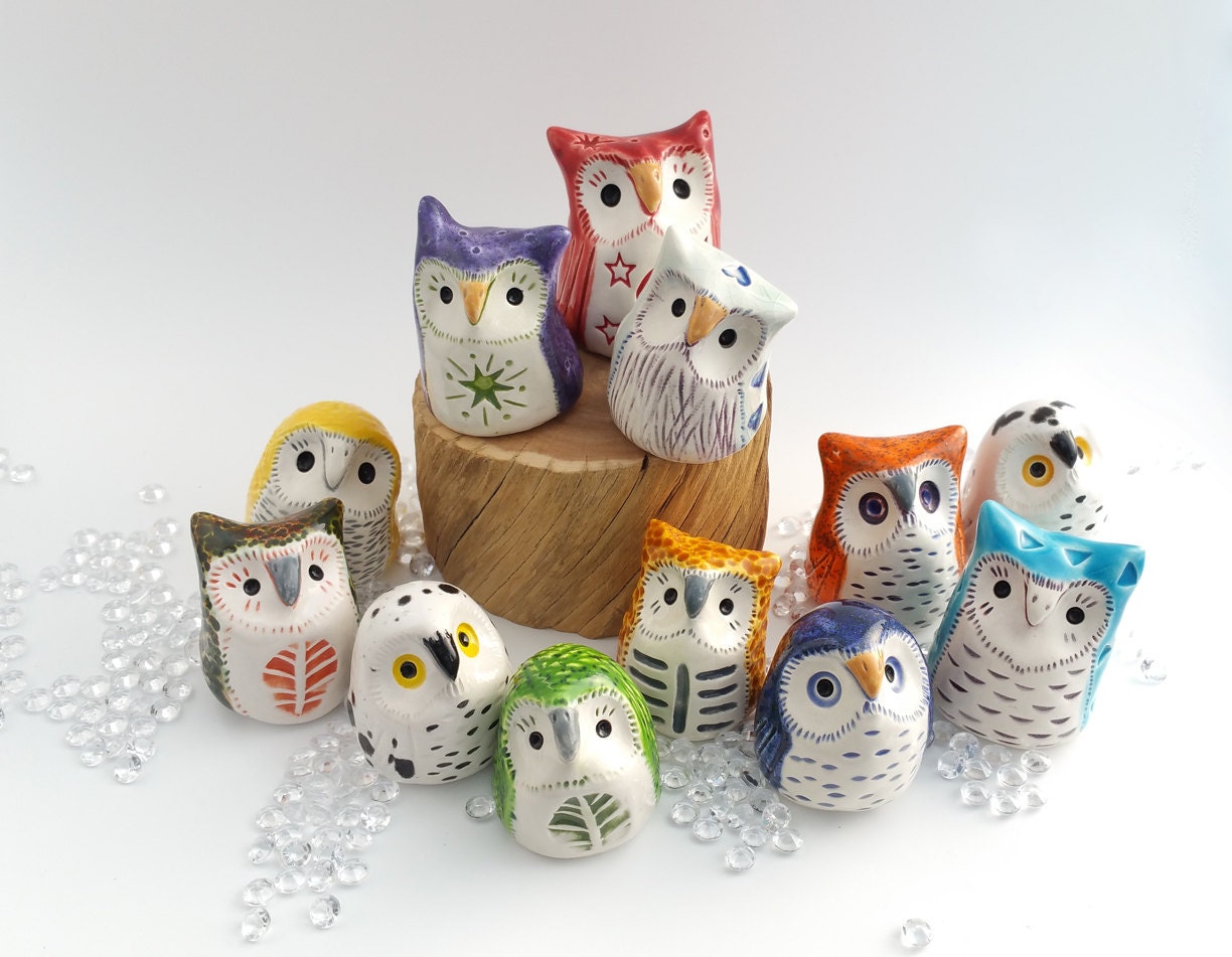 small ceramic owl figurines