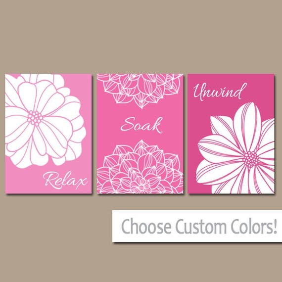 PINK BATHROOM WALL Art Canvas or Prints Girl Bathroom