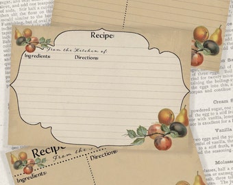 4x6 Holiday Printable Christmas Recipe Card Set Mrs