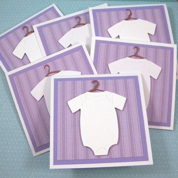 Baby Onesie Mini Cards 3x3 - Purple, Set of 6, Boy or Girl Il_570xn