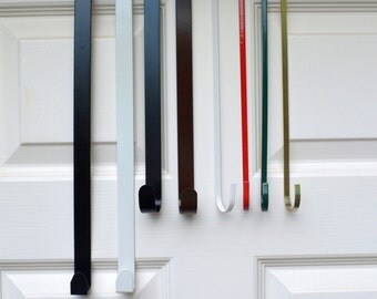 FREE SHIPPING Thin Door Wreath Hanger, Front Door Hook, Wreath Hangers for Wreaths, Metal Door Hook, 15 and 18 inches long, Made in the USA