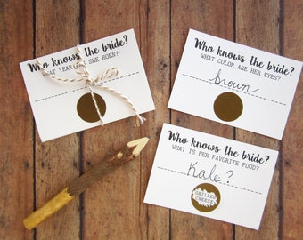 Bride Trivia Game - Bridal Shower Scratch Off Game - Who Knows the Bride? - How Well Do You Know the Bride - Custom Game - Bridal Trivia