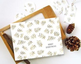 Boxed Christmas Cards - Merry Everything - Nontraditional Holiday Card - Merry Christmas Alternative - Watercolor Christmas Cards - Set of 8