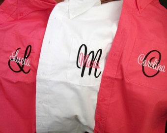 Set of 5, Bridesmaid Shirts, Bridesmaid Shirt, Personalized Shirt, Bridesmaid Gift, Bridal Party Shirt, Monogrammed Shirt, Button Down Shirt