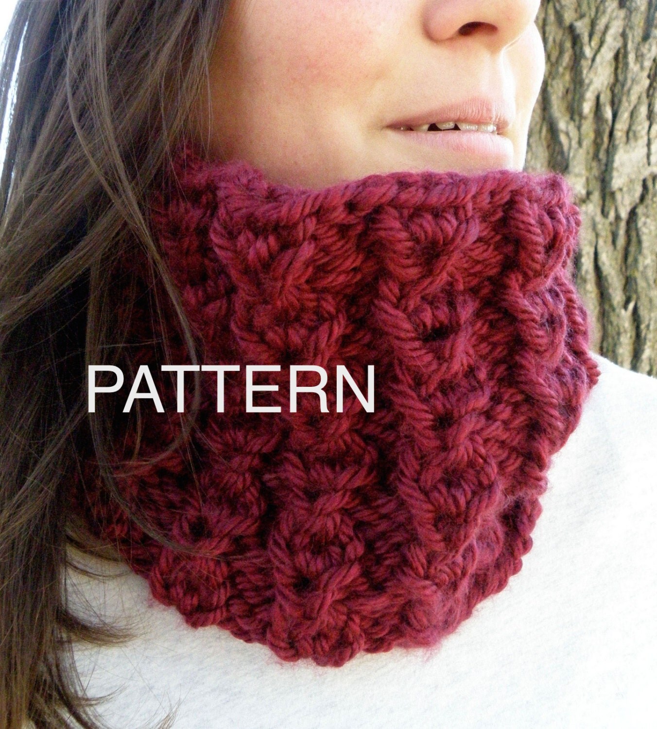 Knitting PATTERN Scarf Infinity Cowl Pattern Reversible