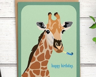Giraffe birthday card. "happy birthday". Giraffe cards. Funny birthday cards. Giraffe card. Happy birthday card.