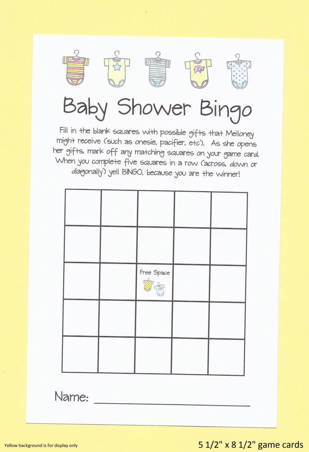 Virtual Baby Shower Bingo