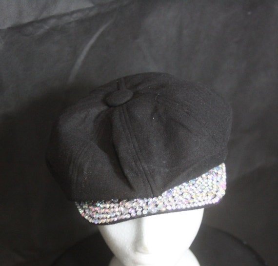 Style FBABm One Size Black Page Boy cap AB Rhinestone Brim