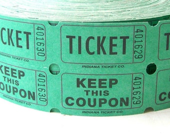 carnival tickets lot of 60 for altered art projects, crafts, scrapbooking, mixed media, tags, wrap gift green carnival circus fair game