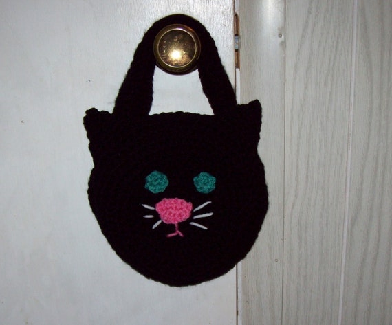 Black Cat Tote Kids Purse  Trick Or Treat Halloween Bag