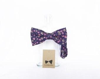 Pip 06 - Blue/Pink Floral Men's Pre-Tied Bow Tie or Self-Tied Bow Tie