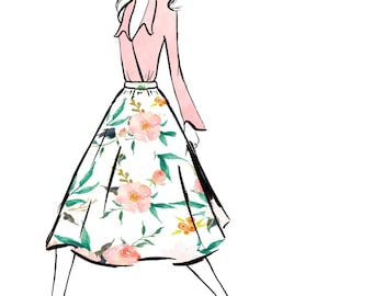 Watercolour fashion illustration Titled Florals