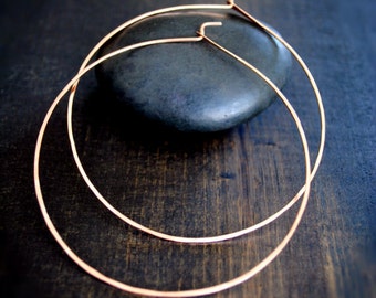 Thin Rose Gold Hoop Earrings - 2",2.5", 3", 3.5",