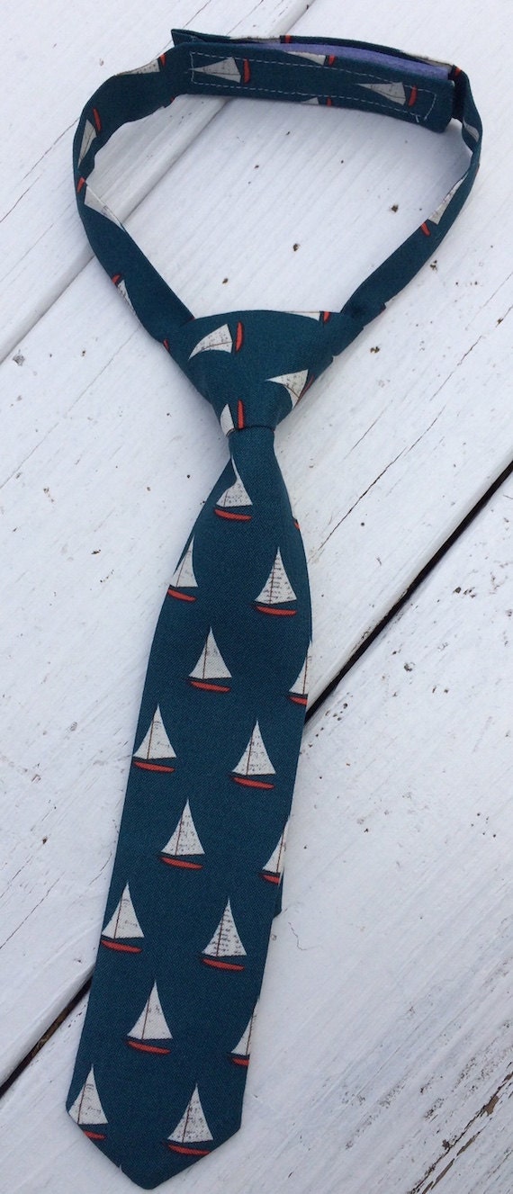 Boys Sailboat Necktie Boys Nautical Tie Boy's Blue