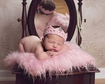 Newborn Girl Crown/ Pink Princess Crown/ Baby Girl Crown/ Rhinestone Crown/ Baby Girl Prop/ Baby Shower Gift/ Princess Theme