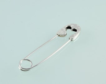 Sterling Silver Safety Pin.Simple Pin Brooch .Good Luck . baby pin Brooch. newborn Baby gift